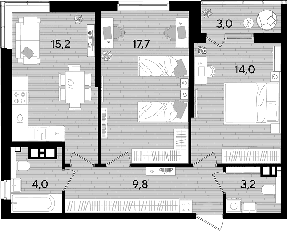 Продается 2-комн. квартира, 63.9 м²