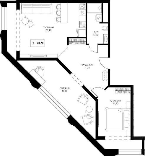 Продается 2-комн. квартира, 66.5 м²