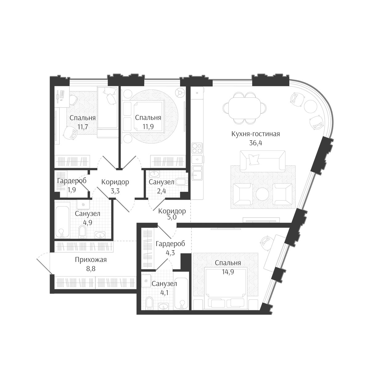 Продается 4-комн. квартира, 109.6 м²