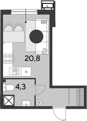 Продается 1-комн. квартира, 25.1 м²