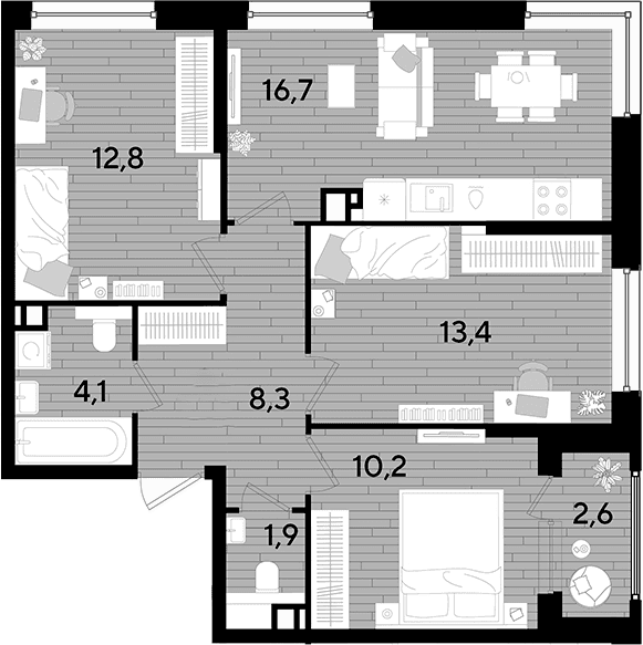 Продается 3-комн. квартира, 70 м²