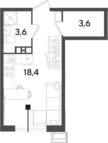Продается 1-комн. квартира, 25.6 м²