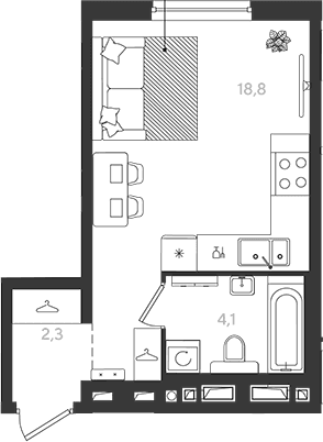 Продается 1-комн. квартира, 25.2 м²