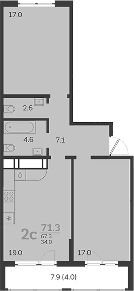 Продается 3-комн. квартира, 67.3 м²