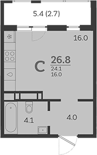 Продается 1-комн. квартира, 24.1 м²