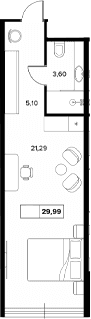 Продается 1-комн. квартира, 29.99 м²