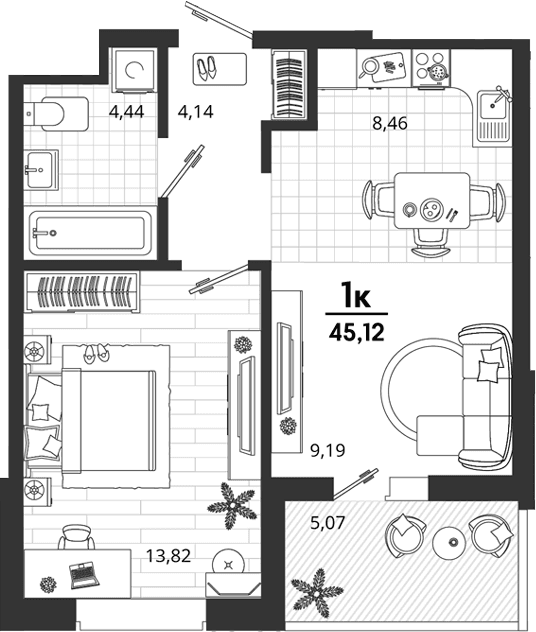 Продается 1-комн. квартира, 40.05 м²