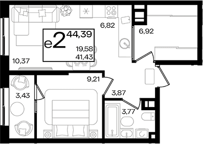 Продается 2-комн. квартира, 40.96 м²