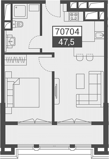 Продается 1-комн. квартира, 47.5 м²