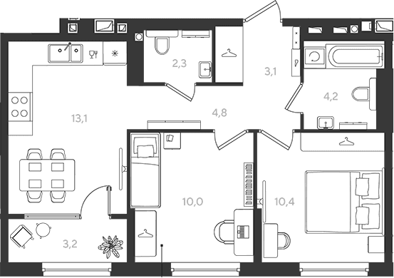 Продается 2-комн. квартира, 47.9 м²