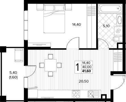 Продается 1-комн. квартира, 40 м²