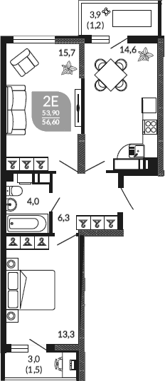 Продается 3-комн. квартира, 53.9 м²