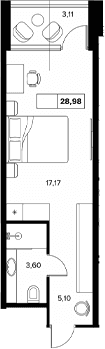 Продается 1-комн. квартира, 25.87 м²