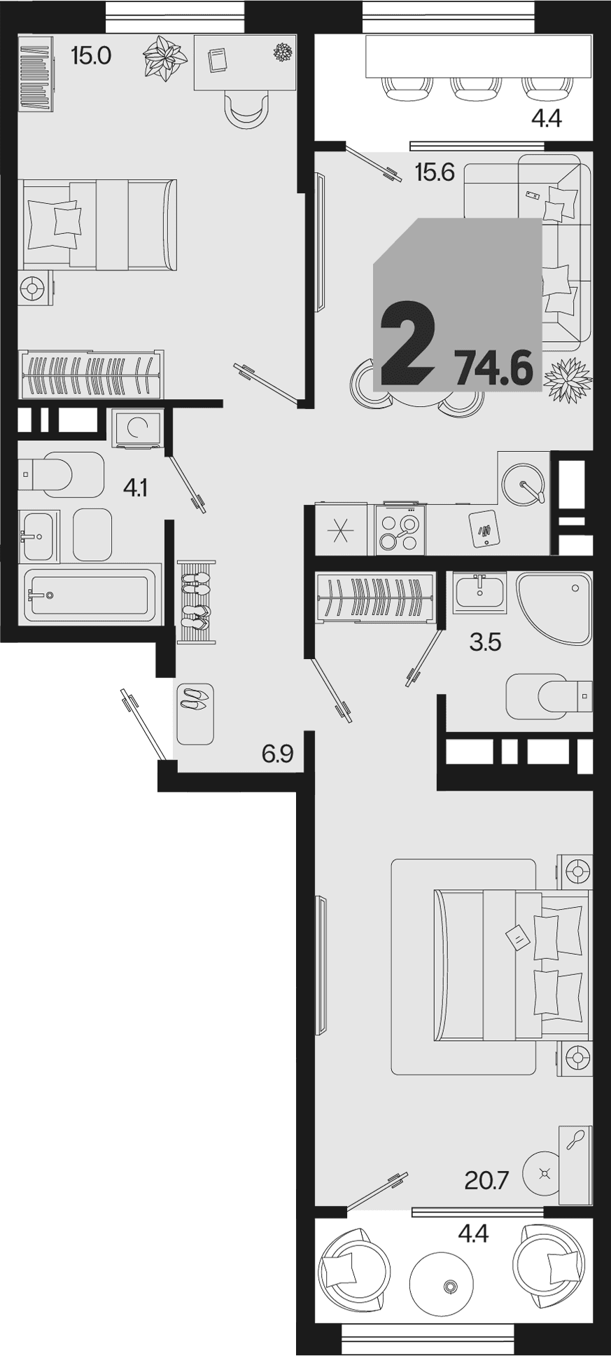 Продается 3-комн. квартира, 65.8 м²