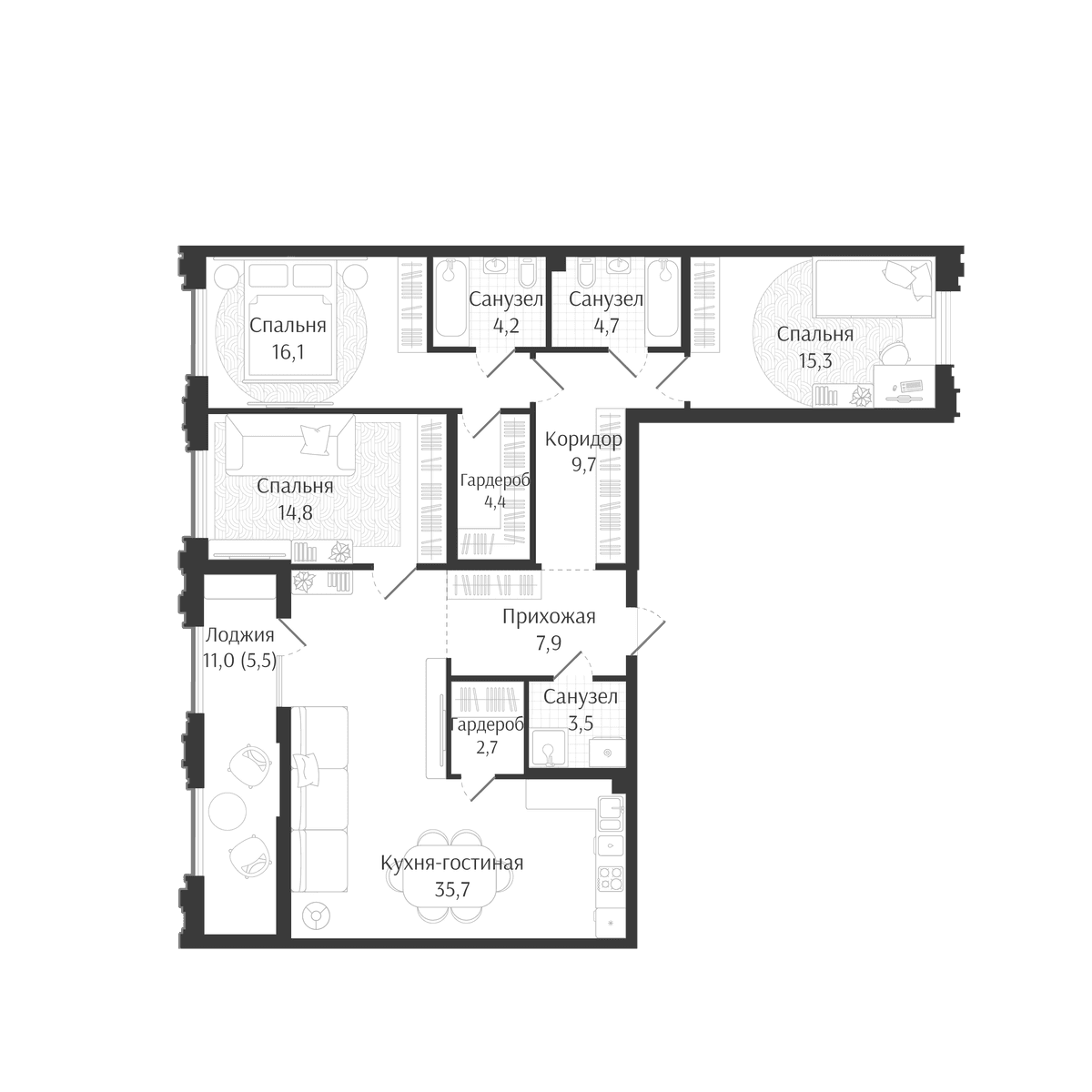 Продается 4-комн. квартира, 119 м²