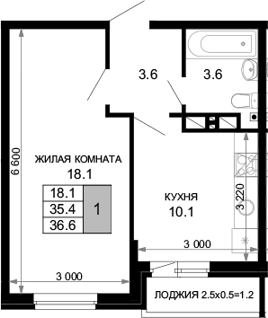 Продается 1-комн. квартира, 35.4 м²