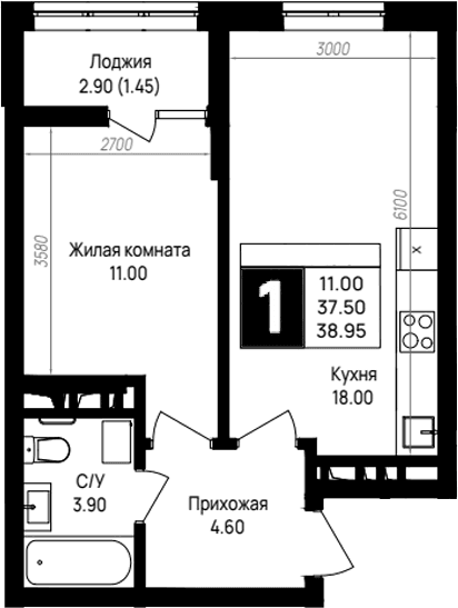 Продается 1-комн. квартира, 37.5 м²