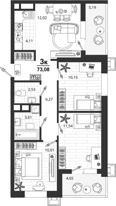 Продается 3-комн. квартира, 63.24 м²