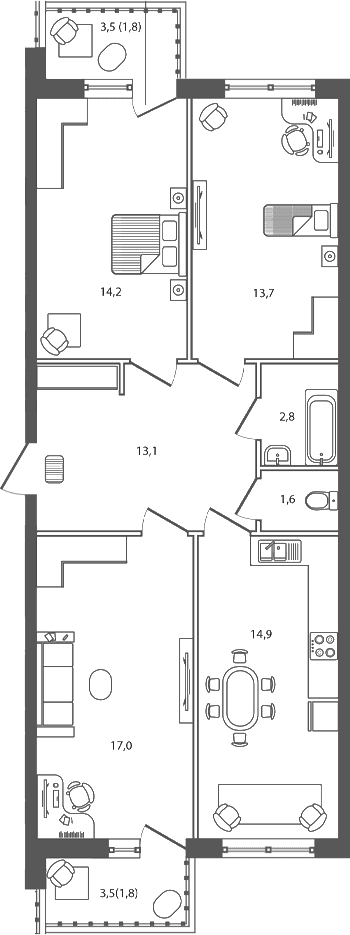 Продается 3-комн. квартира, 77.3 м²