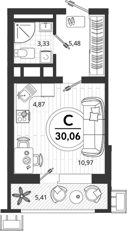 Продается 1-комн. квартира, 24.65 м²