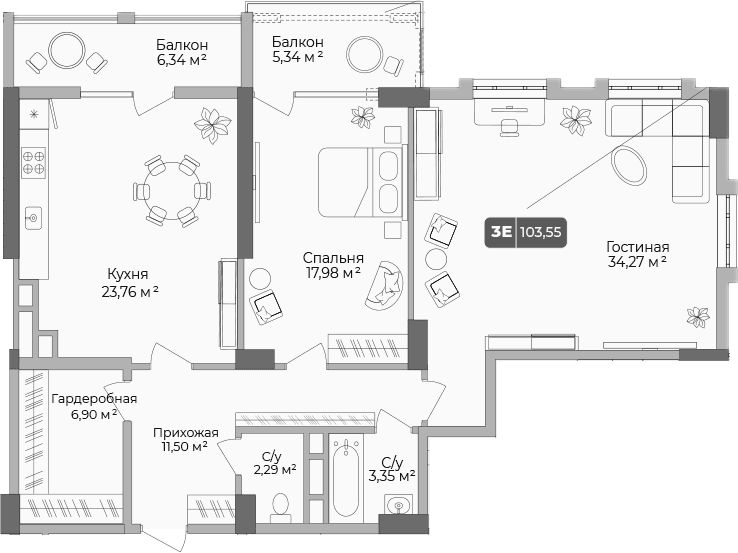 Продается 2-комн. квартира, 101.95 м²