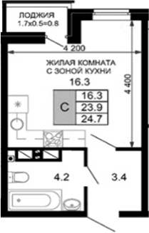 Продается 1-комн. квартира, 23.9 м²