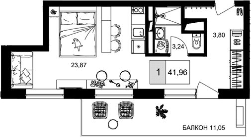 Продается 1-комн. квартира, 30.91 м²
