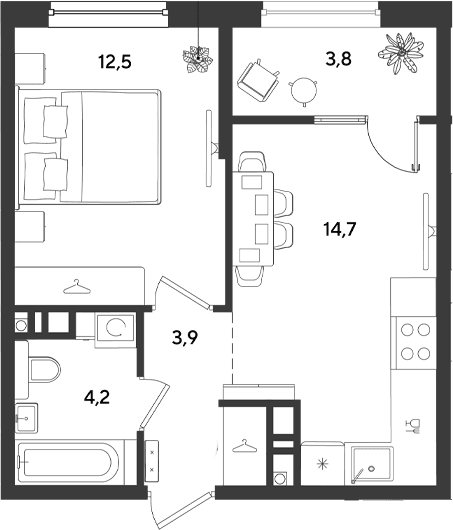 Продается 1-комн. квартира, 35.3 м²