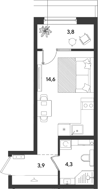 Продается 1-комн. квартира, 22.8 м²