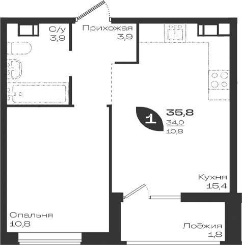 Продается 1-комн. квартира, 34 м²