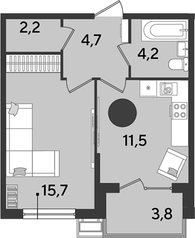 Продается 1-комн. квартира, 38.3 м²