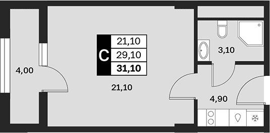 Продается 1-комн. квартира, 29.1 м²