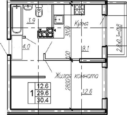 Продается 1-комн. квартира, 29.6 м²