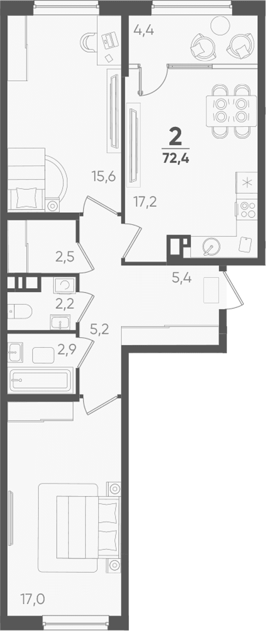 Продается 2-комн. квартира, 68 м²