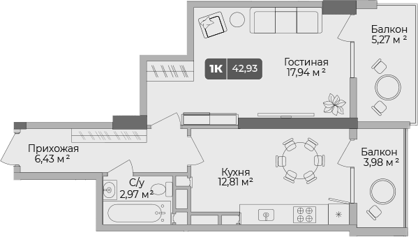 Продается 1-комн. квартира, 40.16 м²