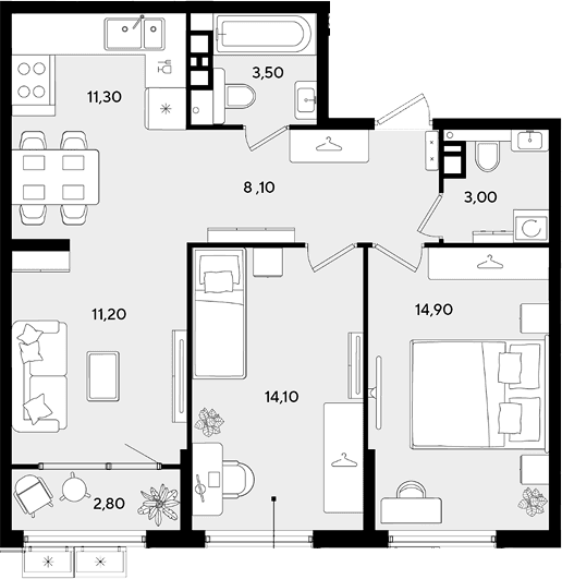Продается 3-комн. квартира, 66.1 м²