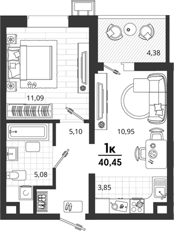 Продается 1-комн. квартира, 35.32 м²