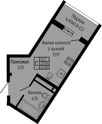 Продается 1-комн. квартира, 20.89 м²