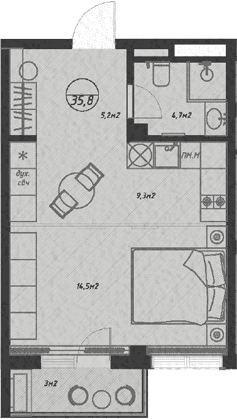 Продается 1-комн. квартира, 32.8 м²