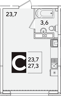 Продается 1-комн. квартира, 27.3 м²