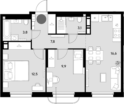 Продается 3-комн. квартира, 53.7 м²