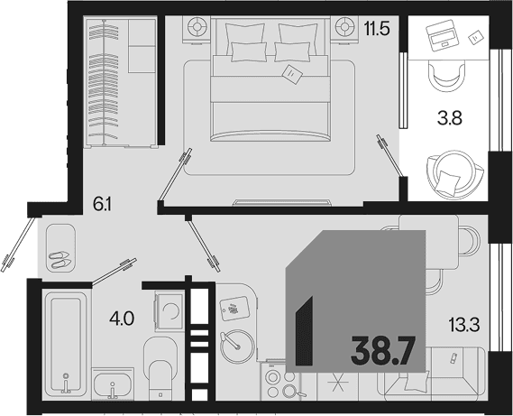 Продается 1-комн. квартира, 34.9 м²