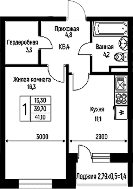 Продается 1-комн. квартира, 39.7 м²