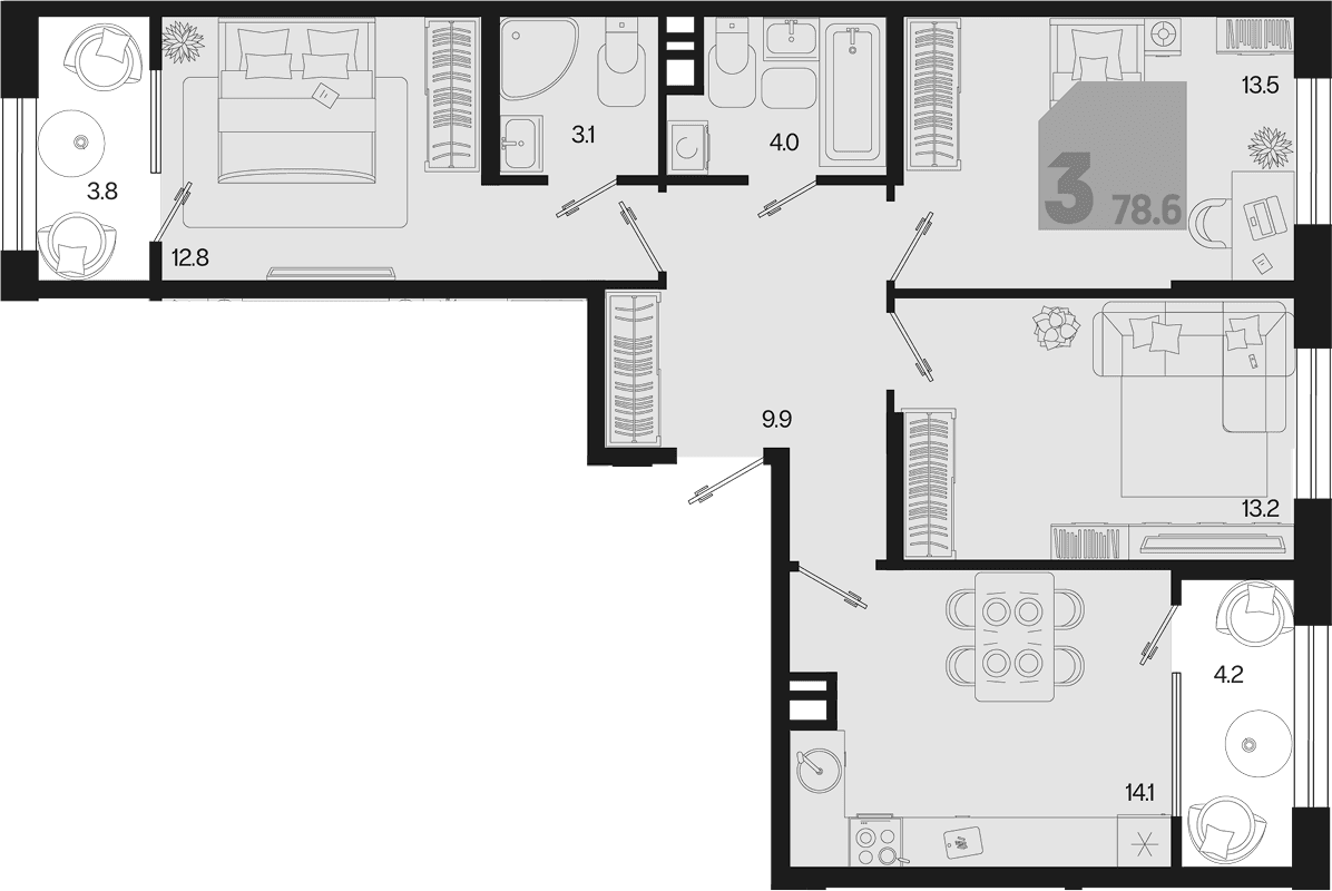 Продается 3-комн. квартира, 70.6 м²