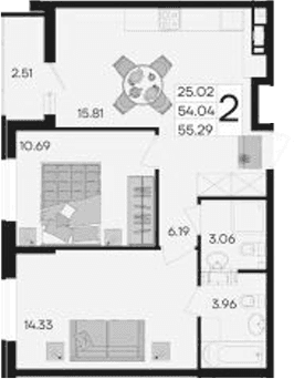 Продается 2-комн. квартира, 54.04 м²