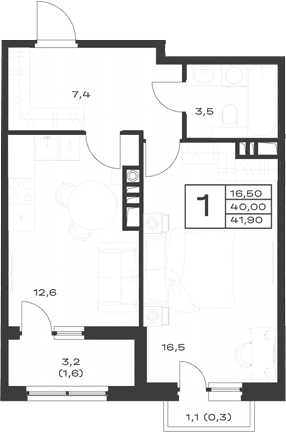 Продается 1-комн. квартира, 40 м²