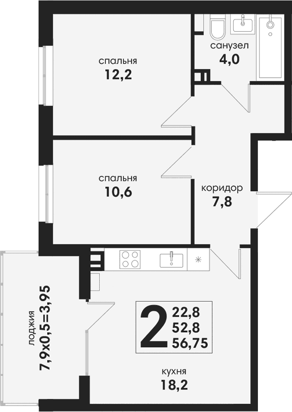 Продается 3-комн. квартира, 52.8 м²