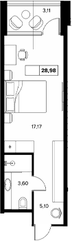 Продается 1-комн. квартира, 25.87 м²