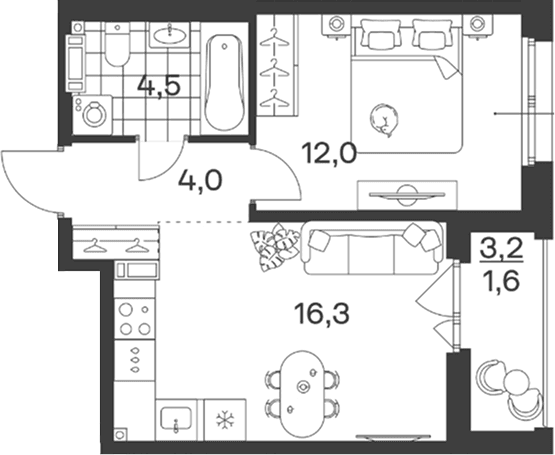 Продается 2-комн. квартира, 36.8 м²