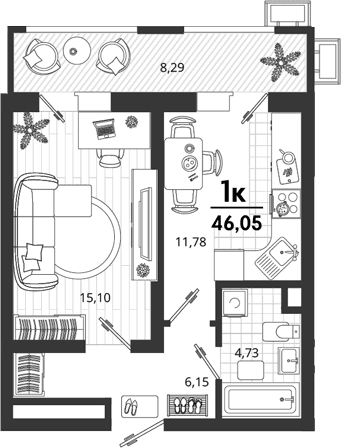 Продается 1-комн. квартира, 37.76 м²